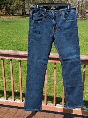 American Eagle Outfitters 34X30 Slim Straight Extreme Flex Dark Blu Denim Jeans1